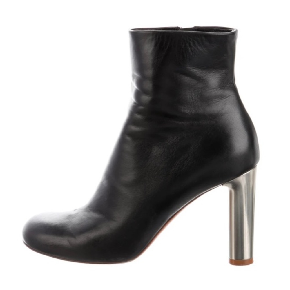 CELINE BAM BAM BLACK BOOTIES WITH SILVER HEEL - SIZE 8
